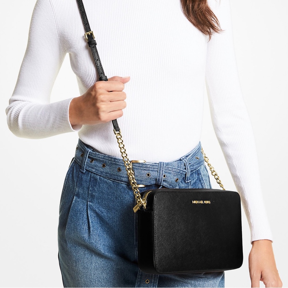 Jet Set Large Saffiano Leather Crossbody Bag, BRAND NEW